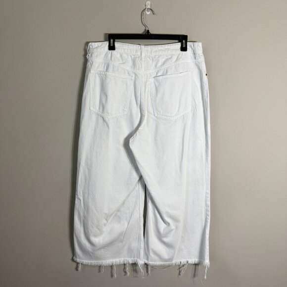 Abercrombie & Fitch Curve Love High Rise Cropped Wide Leg Jeans Womens 14S White - Picture 4 of 15